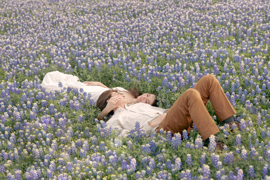 Laying in a bluebonnet field at Muleshoe Bend