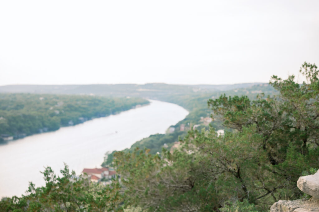 Beautiful view at the top of Mount Bonnell, one of the best places to propose in Austin.