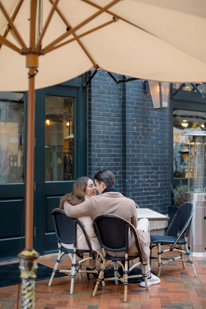 Romantic engagement photoshoot at the Larder coffee shop 