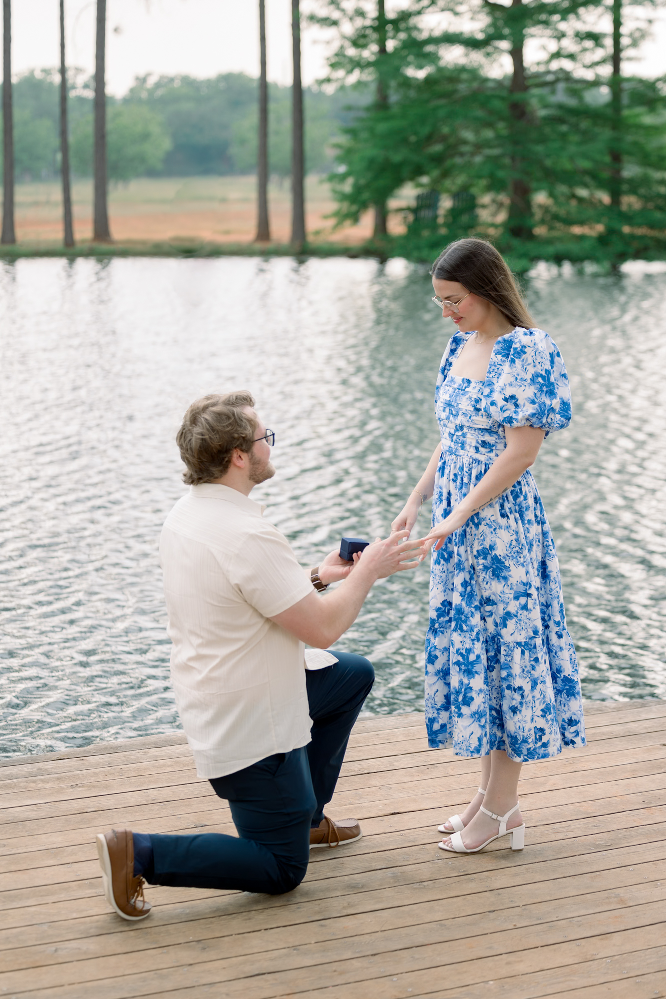 Romantic proposal at Das Peach Haus in Fredericksburg, Texas