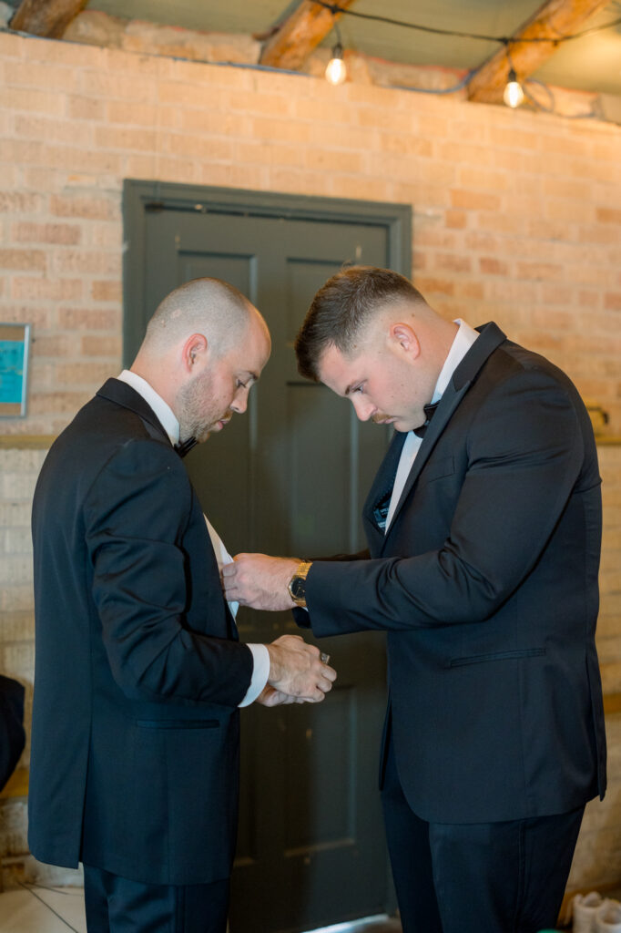 Groomsmen getting ready at the Veranda for wedding day