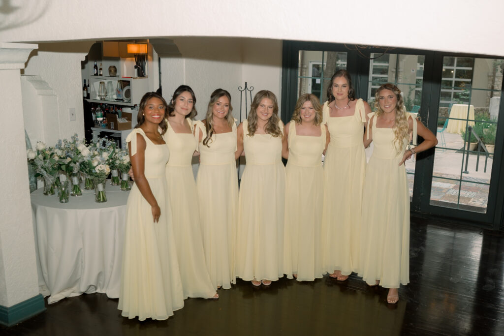 Bridesmaids in the Estate house dressed and ready to go for a wedding at the Veranda in San Antonio 