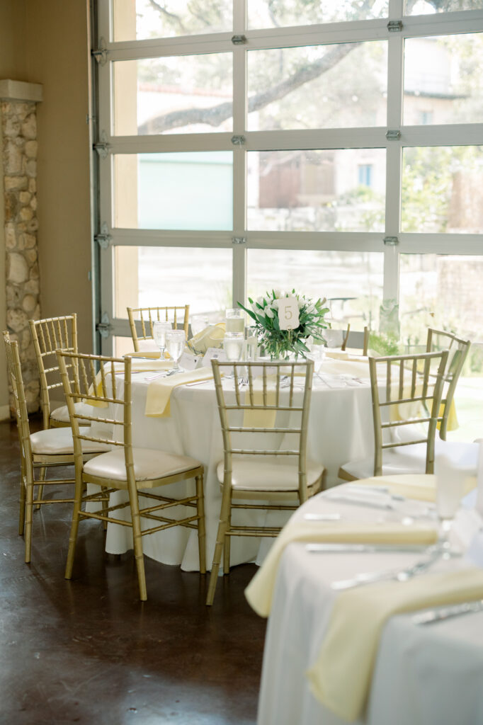 Reception Hall tables set at the Veranda San Antonio 