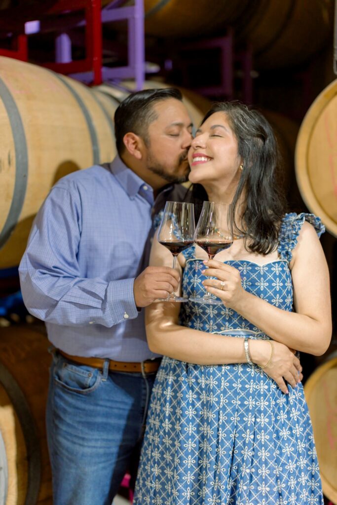 A couple drinking wine at William Chris Vineyards
